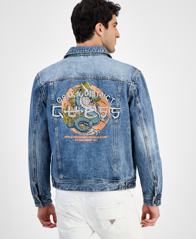 Shop Guess Men's Dean Embroidered Denim Jacket In Venture
