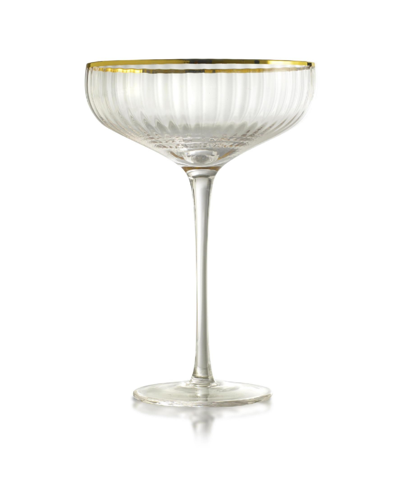 Qualia Glass Rocher Cocktail Coupe Glasses, Set Of 4, 12.5 oz In Clear,gold-tone