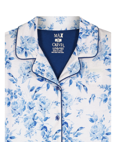 Shop Max & Olivia Girls Short Coat Pajama Set With Scrunchie, 2 Pc. In Blue