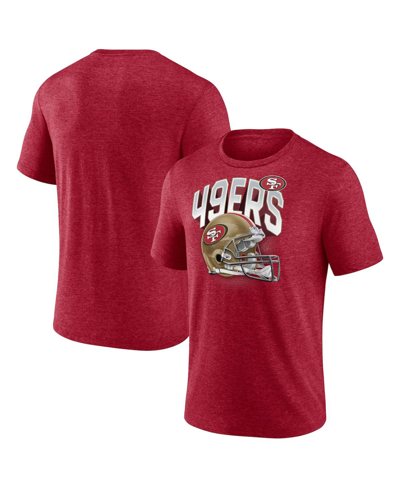 Shop Fanatics Men's  Heathered Scarlet San Francisco 49ers End Around Tri-blend T-shirt
