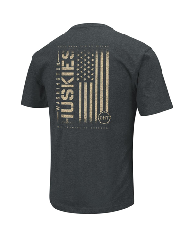 Colosseum Heathered Black Washington Huskies Oht Military Appreciation Flag 2.0 T-shirt In Heathered Black