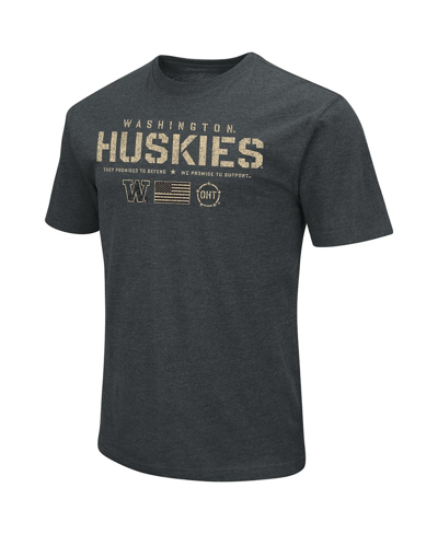 Colosseum Heathered Black Washington Huskies Oht Military Appreciation Flag 2.0 T-shirt In Heathered Black