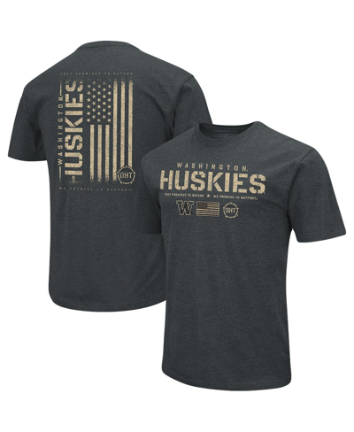 Shop Colosseum Men's  Heathered Black Washington Huskies Oht Military-inspired Appreciation Flag 2.0 T-shi