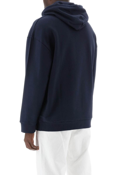 Shop Apc A.p.c. Milo Hoodie With Flocked Logo Print In Blue