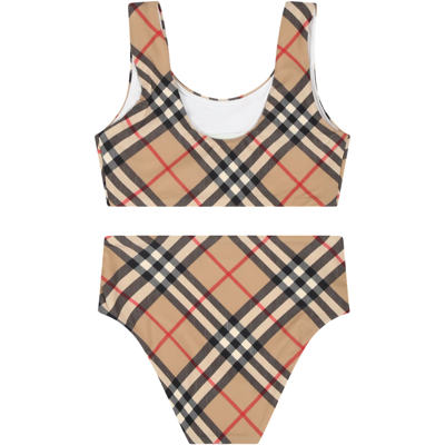 Shop Burberry Beige Bikini For Baby Girl With Vintage Check