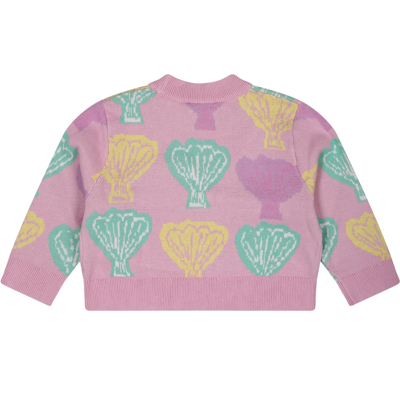 Shop Stella Mccartney Pink Sweater For Baby Girl With Shells