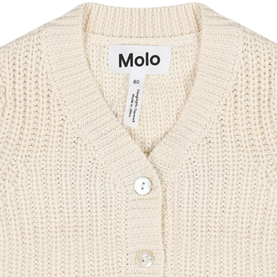 Shop Molo Beige Cardigan For Kids With Logo