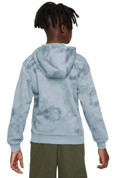 Shop Nike Kids' Club Fleece French Terry Hoodie In Light Armory Blue/ White