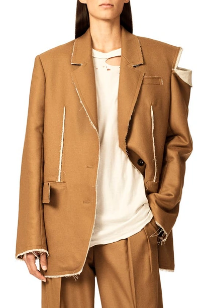 Shop Interior The Smith Deconstructed Wool Blend Suit Jacket In Caramel