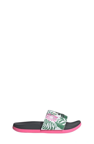 Shop Adidas Originals Kids' Adilette Slide Sandal In Carbon/ Off White/ Pink