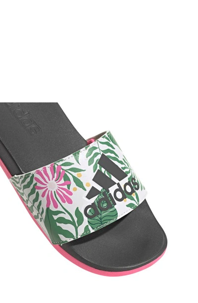 Shop Adidas Originals Kids' Adilette Slide Sandal In Carbon/ Off White/ Pink