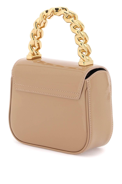 Shop Versace Patent Leather 'la Medusa' Mini Bag In Beige