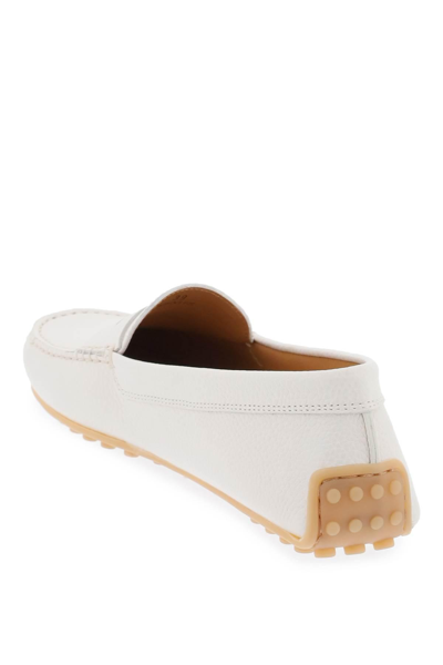Shop Tod's City Gommino Leather Loafers In White