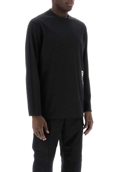 Shop Y-3 Long-sleeved T-shirt With Logo Print In Black