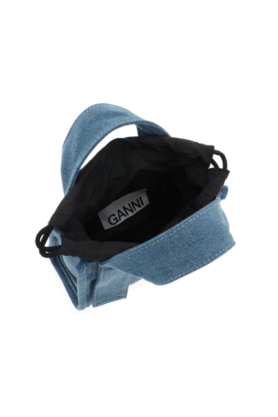 Shop Ganni Denim Tech Mini Tote Bag In Blue