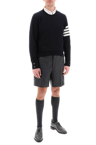 Shop Thom Browne Light Wool Tailoring Shorts In Grey