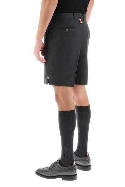 Shop Thom Browne Light Wool Tailoring Shorts In Grey