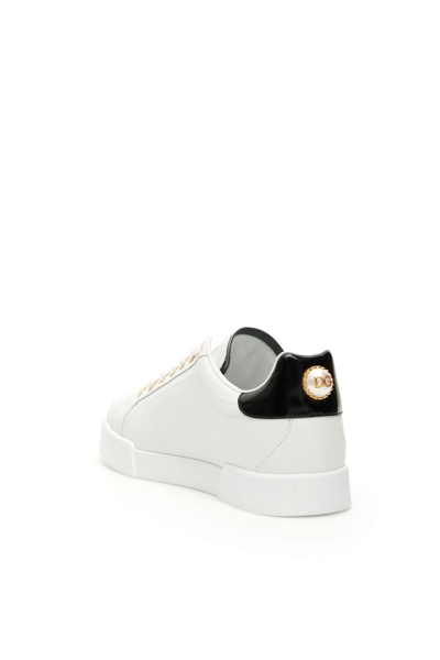 Shop Dolce & Gabbana Portofino Sneakers With Pearl In White,black