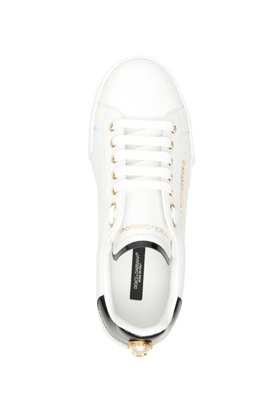 Shop Dolce & Gabbana Portofino Sneakers With Pearl In White,black