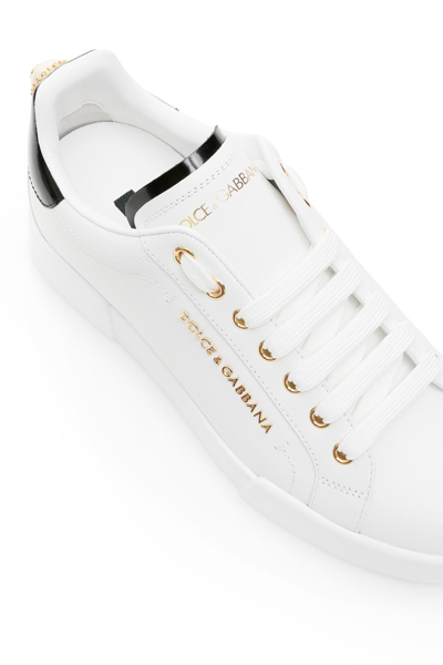 Shop Dolce & Gabbana Portofino Sneakers With Pearl In White,black