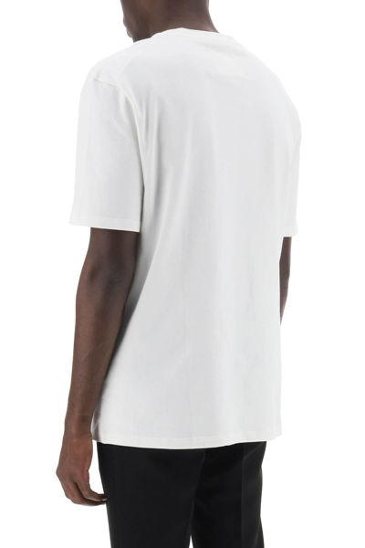 Jil Sander Men White Crewneck T-shirt With Logo Lettering On The Front In Cotton Man In White
