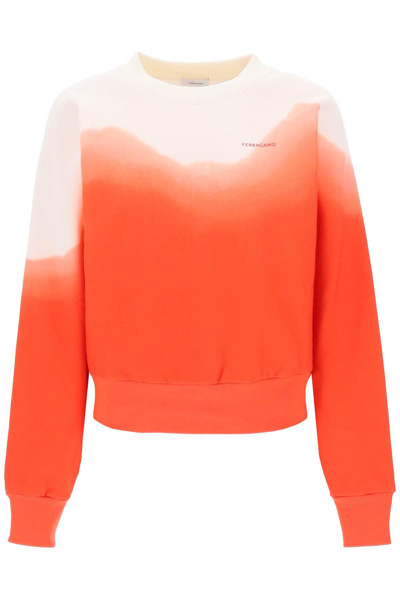 Shop Ferragamo Dip-dye Effect Sweatshirt In White,red