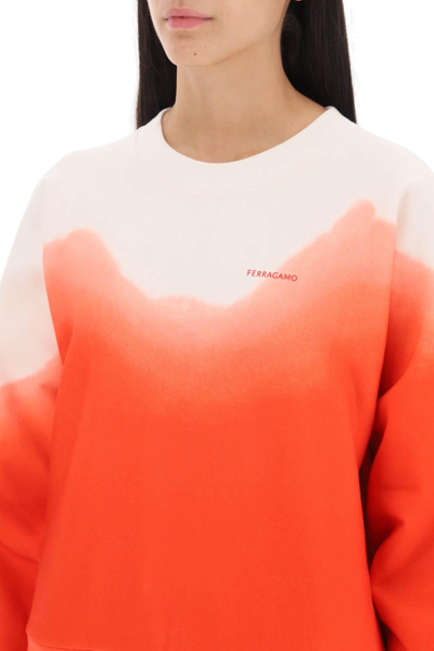 Shop Ferragamo Dip-dye Effect Sweatshirt In White,red