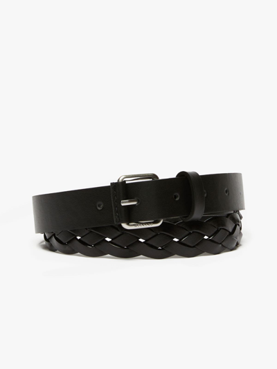 Shop Max Mara Woven Leather Belt In Black