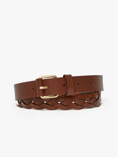 Shop Max Mara Woven Leather Belt In Tobacco