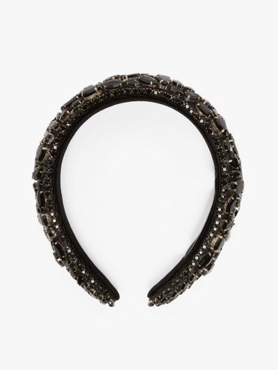 Shop Max Mara Bead And Rhinestone Headband In Black
