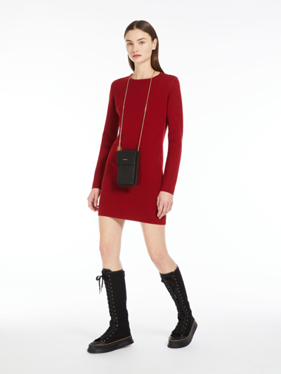 Shop Max Mara Wool Yarn Mini Dress In Dark Red