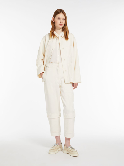 Shop Max Mara Pocket-detail Cotton Jacket In Ecru
