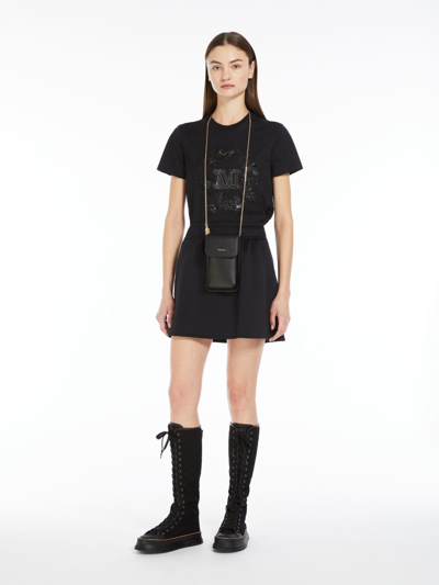 Max Mara Short Skirt In Cotton Scuba Fabric In Black
