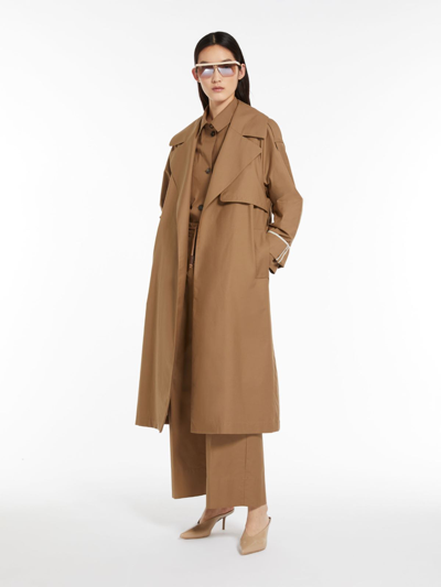Shop Max Mara Oversized Trench Coat In Water-resistant Twill In Caramel