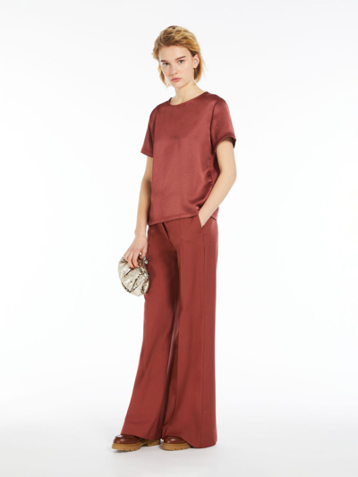 Shop Max Mara Technical Satin And Jersey T-shirt In Rust