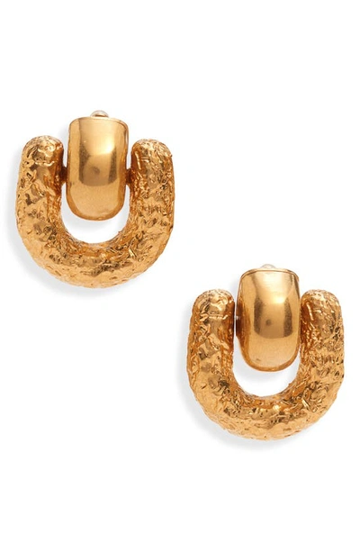 Shop Tom Ford Cosmos Door Knocker Clip-on Earrings In Vintage Gold