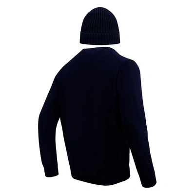 Pro Standard Navy Chicago Bears Crewneck Pullover Sweater & Cuffed Knit Hat Box Gift Set In Navy