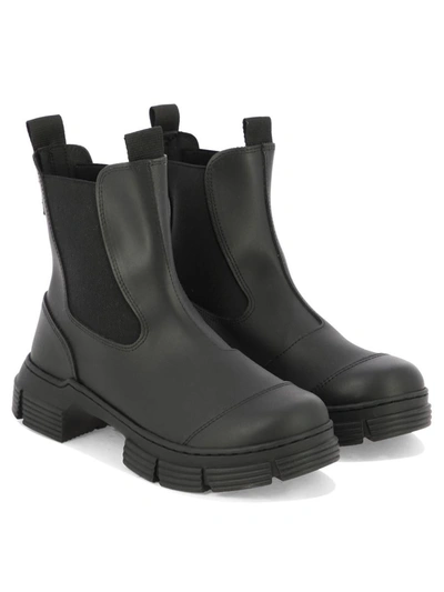 Shop Ganni "city Recycled Rubber" Ankle Boots In Black