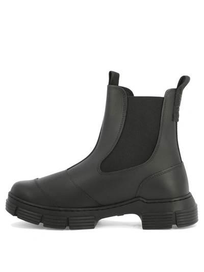 Shop Ganni "city Recycled Rubber" Ankle Boots In Black