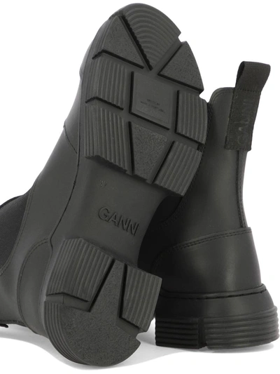 Shop Ganni "city Recycled Rubber" Ankle Boots In Black