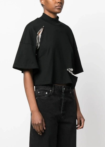Shop Undercover Black Cut-out Cropped T-shirt