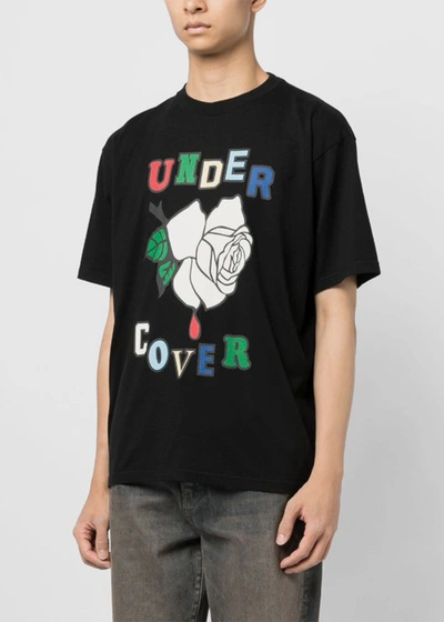 Shop Undercover Black Rose-print T-shirt