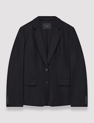 Shop Joseph Soft Cotton Silk Belmore Jacket In Black