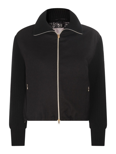 Shop Herno Black Silk And Cashmere Blend Down Jacket In Negro