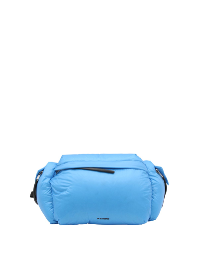 Shop Jil Sander Light Blue And Black Canvas Belt Bag