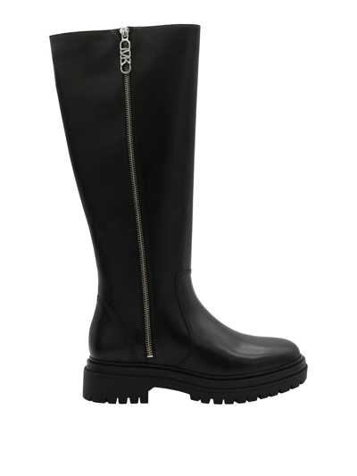 Shop Michael Michael Kors Black Leather Regan Boots In Negro