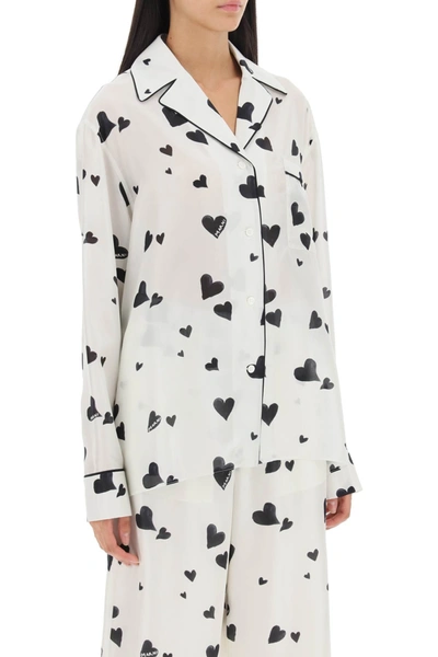 Shop Marni Bunch Of Hearts Print Silk Pajama Shirt