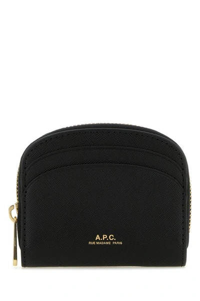 Shop Apc A.p.c. Woman Black Leather Mini Demi Lune Wallet
