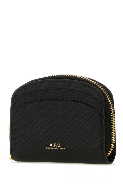 Shop Apc A.p.c. Woman Black Leather Mini Demi Lune Wallet