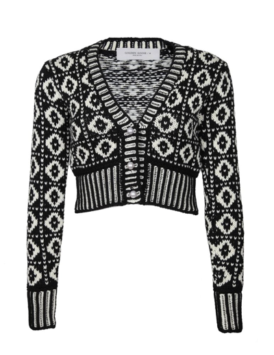 Shop Golden Goose Deluxe Brand Cropped Knitted Cardigan In Multi